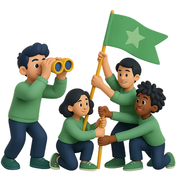 Team with Flag